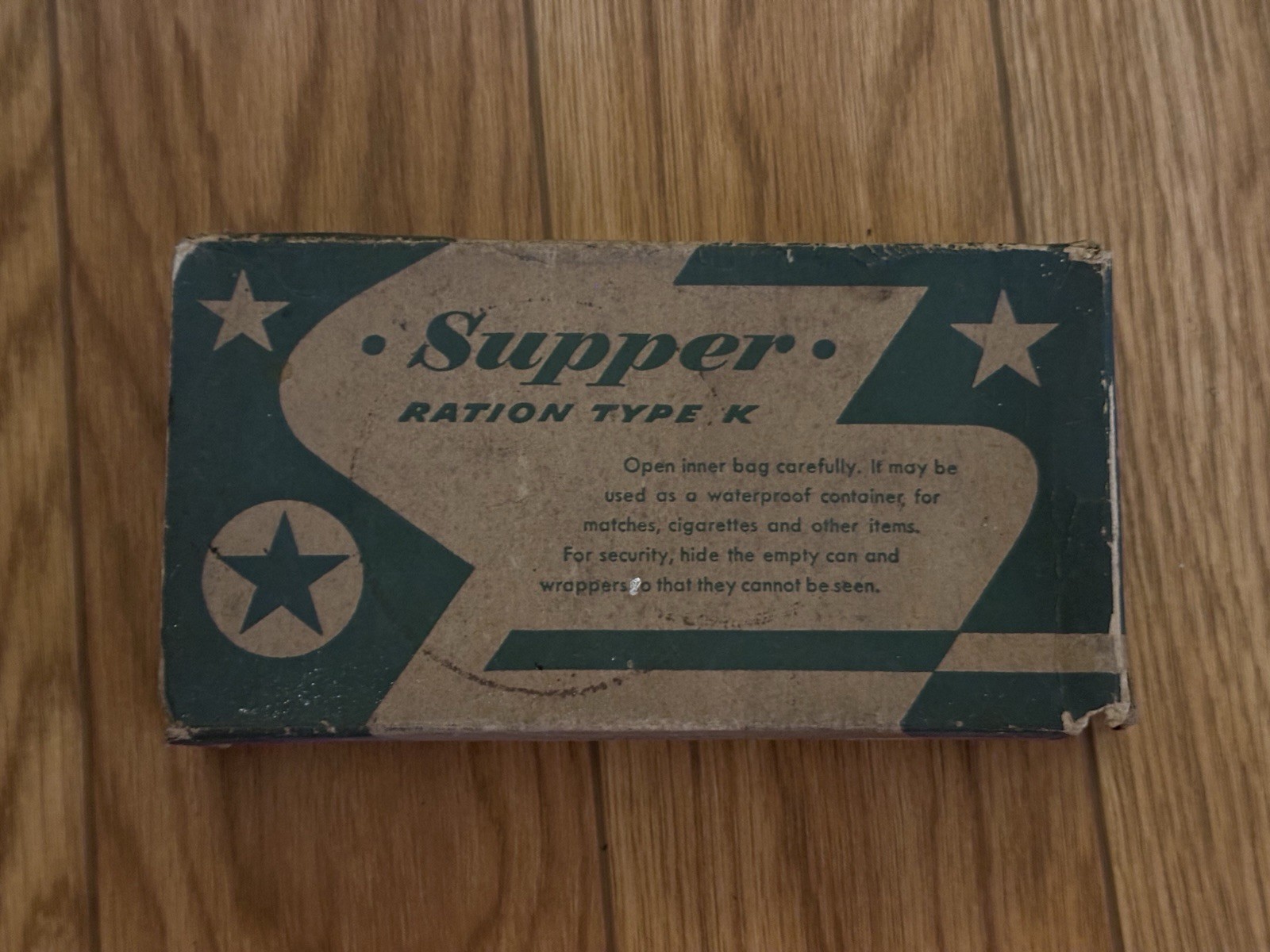 Original WW2 US Army Field Ration K Supper Unit Patten Food Products Box Only