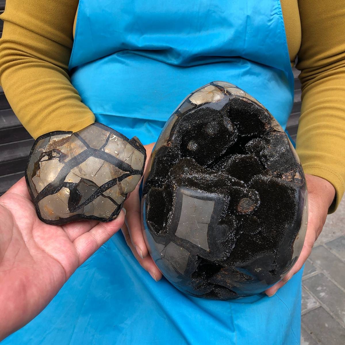 14.08LB Large Natural Beautiful Turtle Back Hole Quartz Crystal Egg Healing