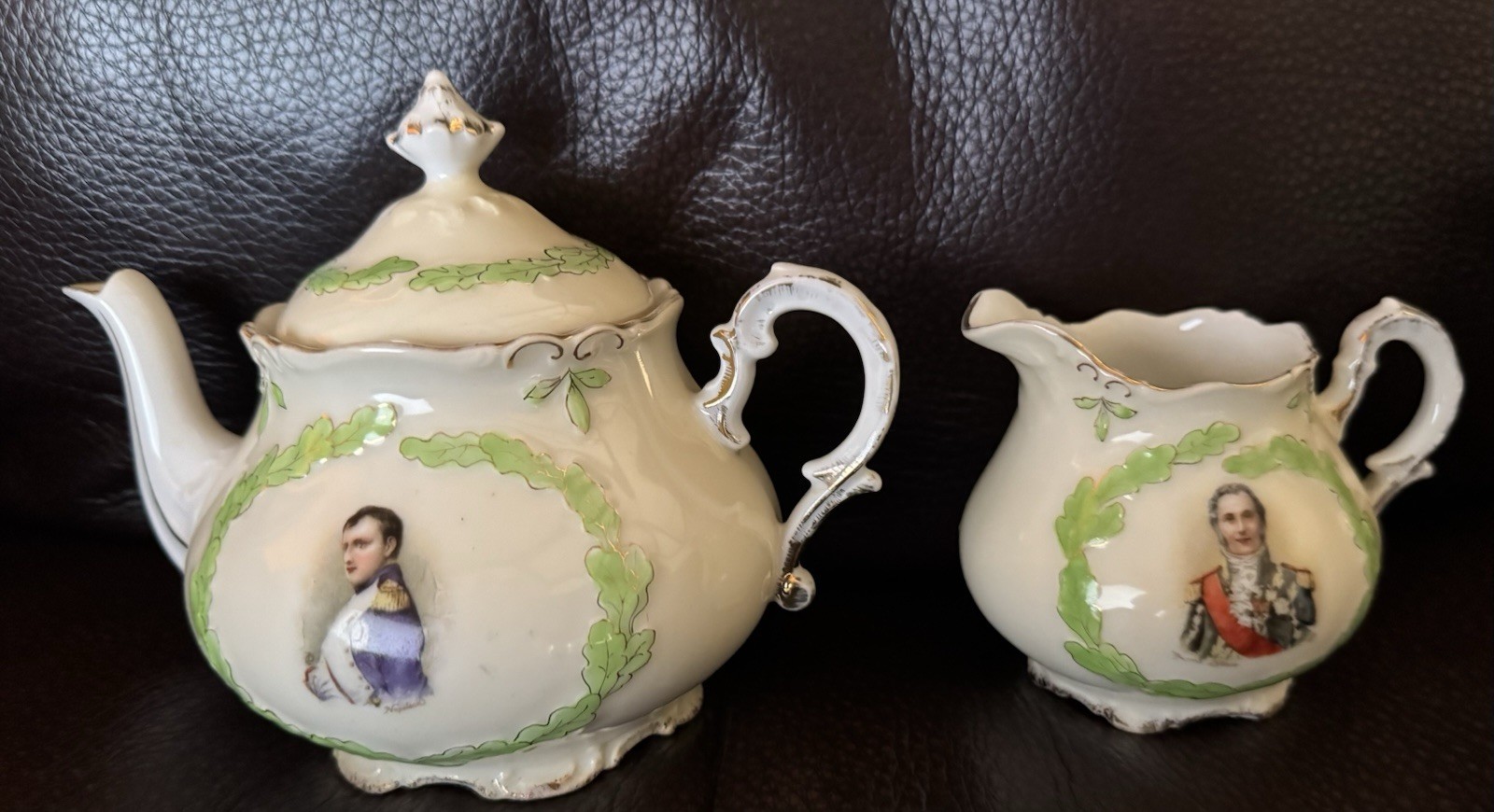 Antique Napoleon Madam Sans-Gene Marsal Lefebvre Teapot Creamer Lid PM Bavaria Antique Napoleon Madam Sans-Gene Marsal Lefebvre Teapot Creamer Lid PM Bavaria