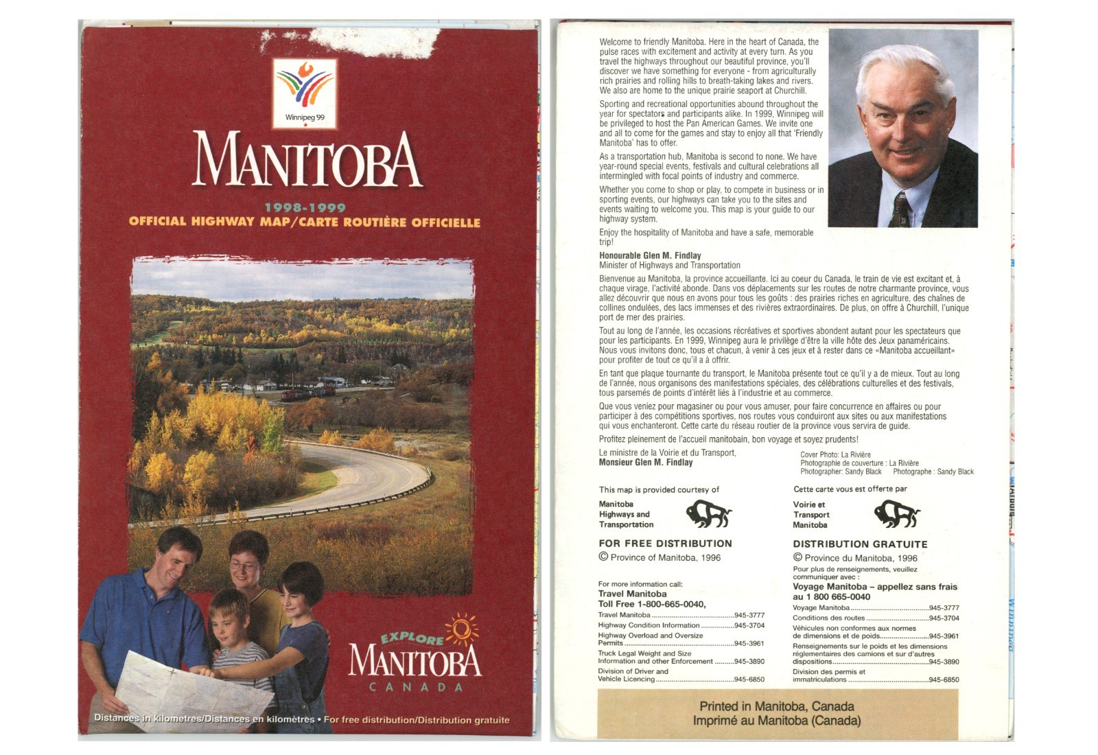 Vintage 1998-9 Manitoba, Canada Official Road Map Vintage 1998-9 Manitoba, Canada Official Road Map