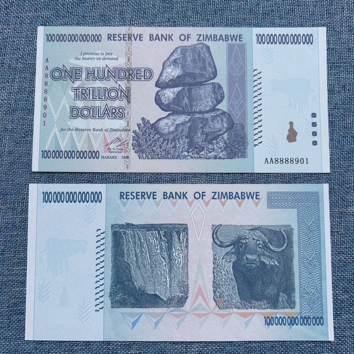 Uncirculated Zimbabwe 100 Trillion Dollar Banknote UNC Currency Notes Collection