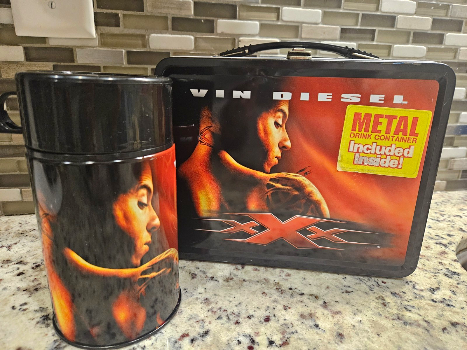 2002 NECA xXx Triple X Movie Metal Lunch Box & Thermos Set Vin Diesel Vintage