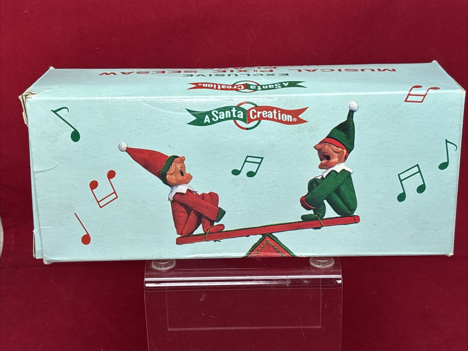 1967 Berman & Anderson Musical Pixie Seesaw Plays Jingle Bells Christmas Works