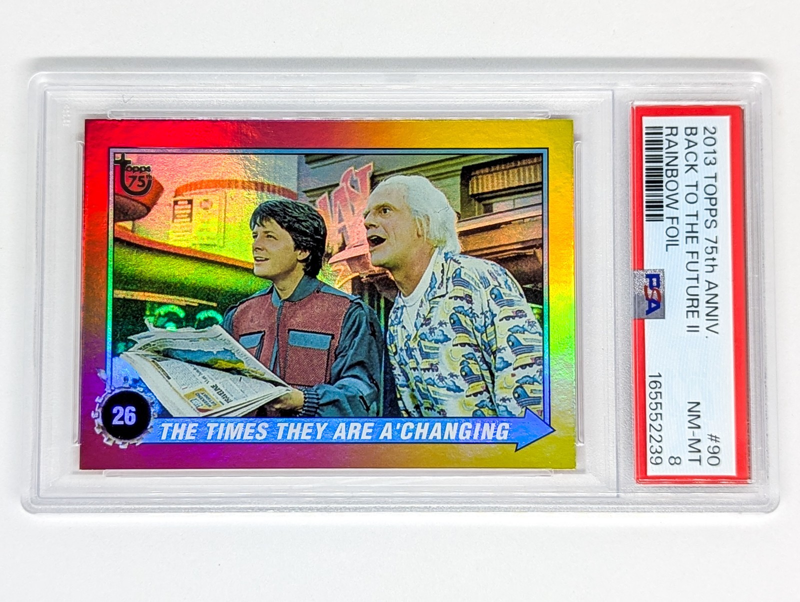 2013 Topps 75th Anniversary Rainbow Foil #90 Back to the Future II PSA 8
