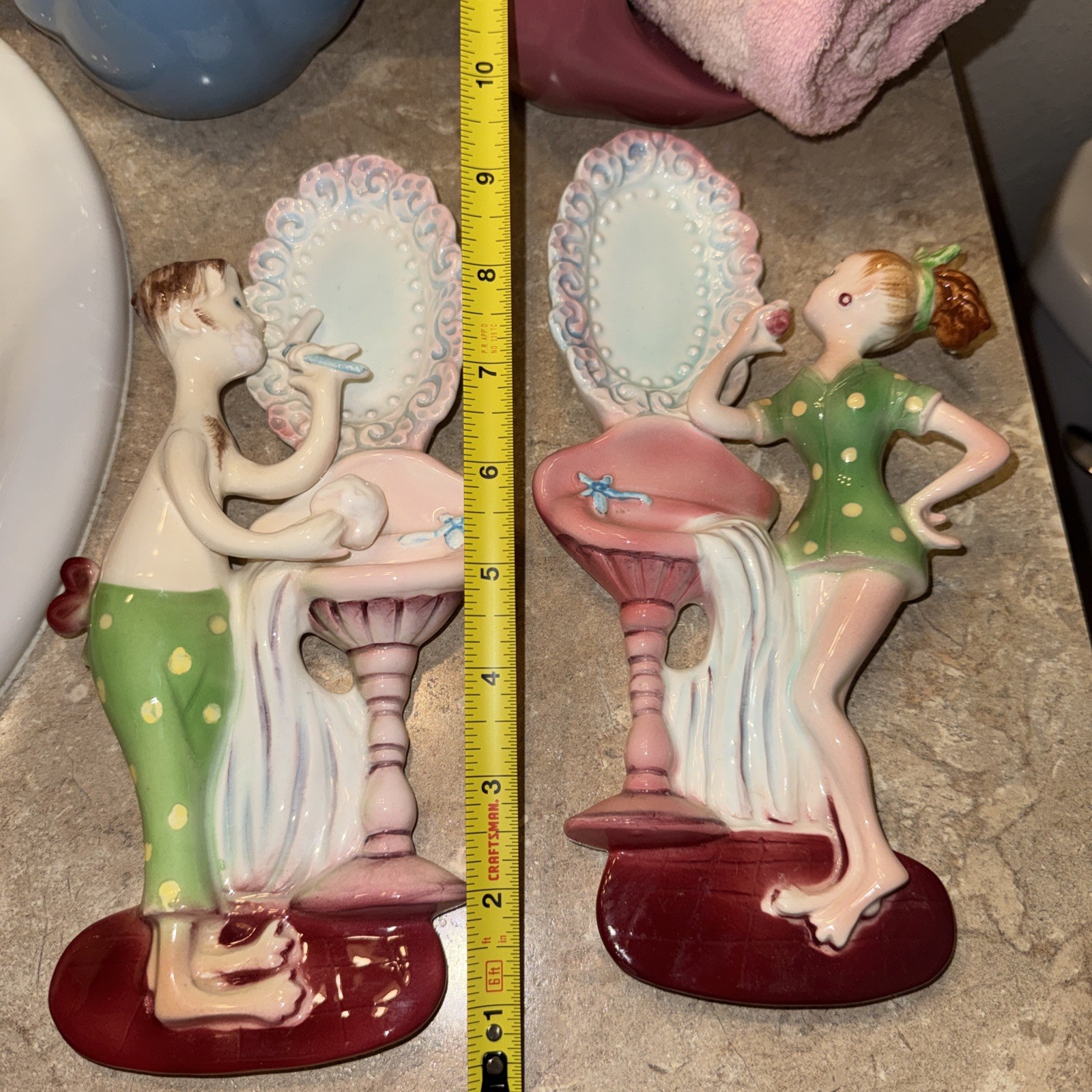 Enesco Boy And Girl 1960’s Kitsch MCM Wall Hanging Vintage Great Condition