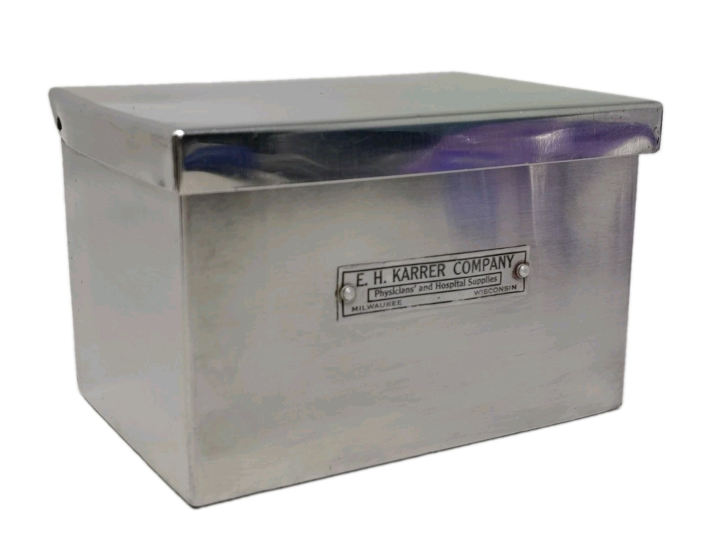 VTG EH Karrer Stainless Steel Medical Box Surgical Supply Storage Container
