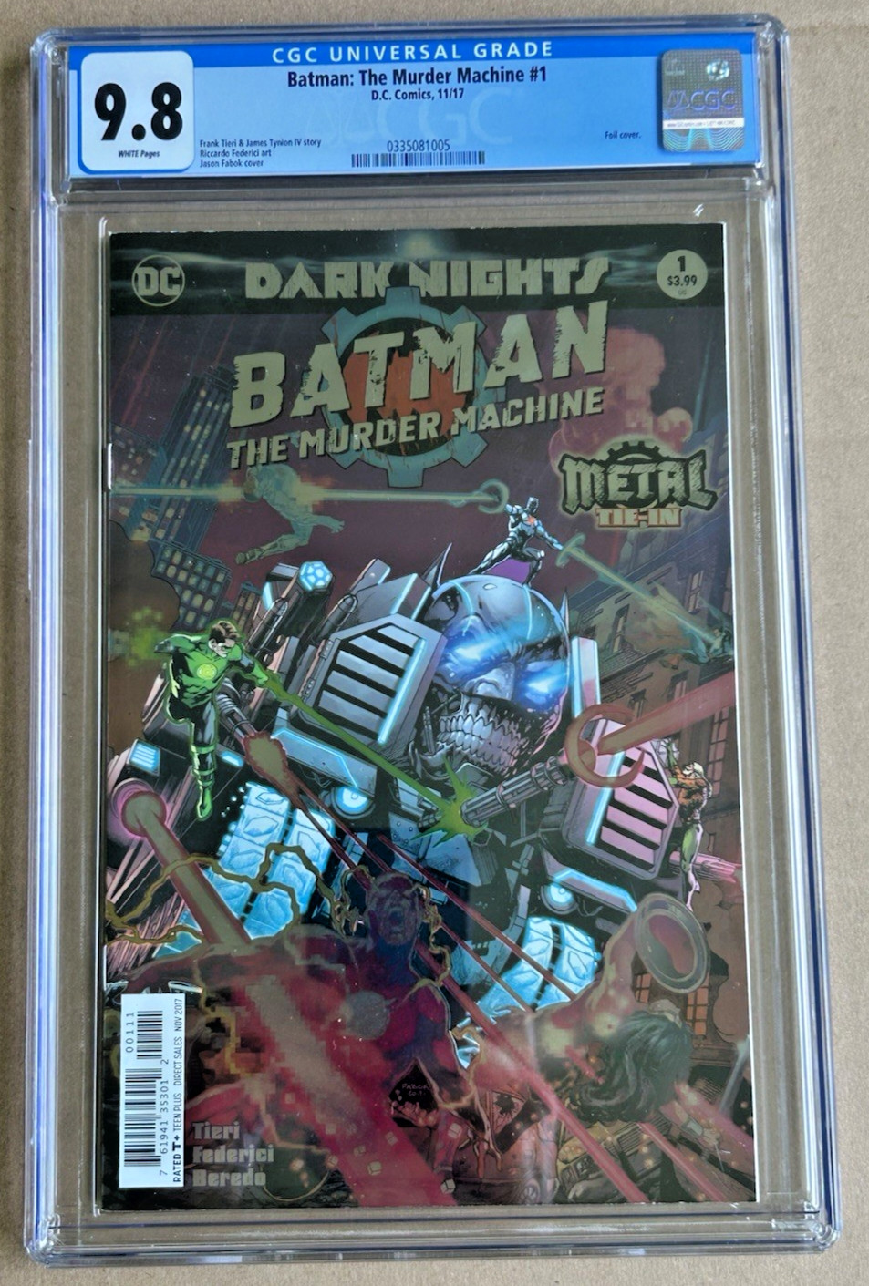Batman the Murder Machine #1 CGC 9.8 Foil Cover 1st Print 2017 DC Comics