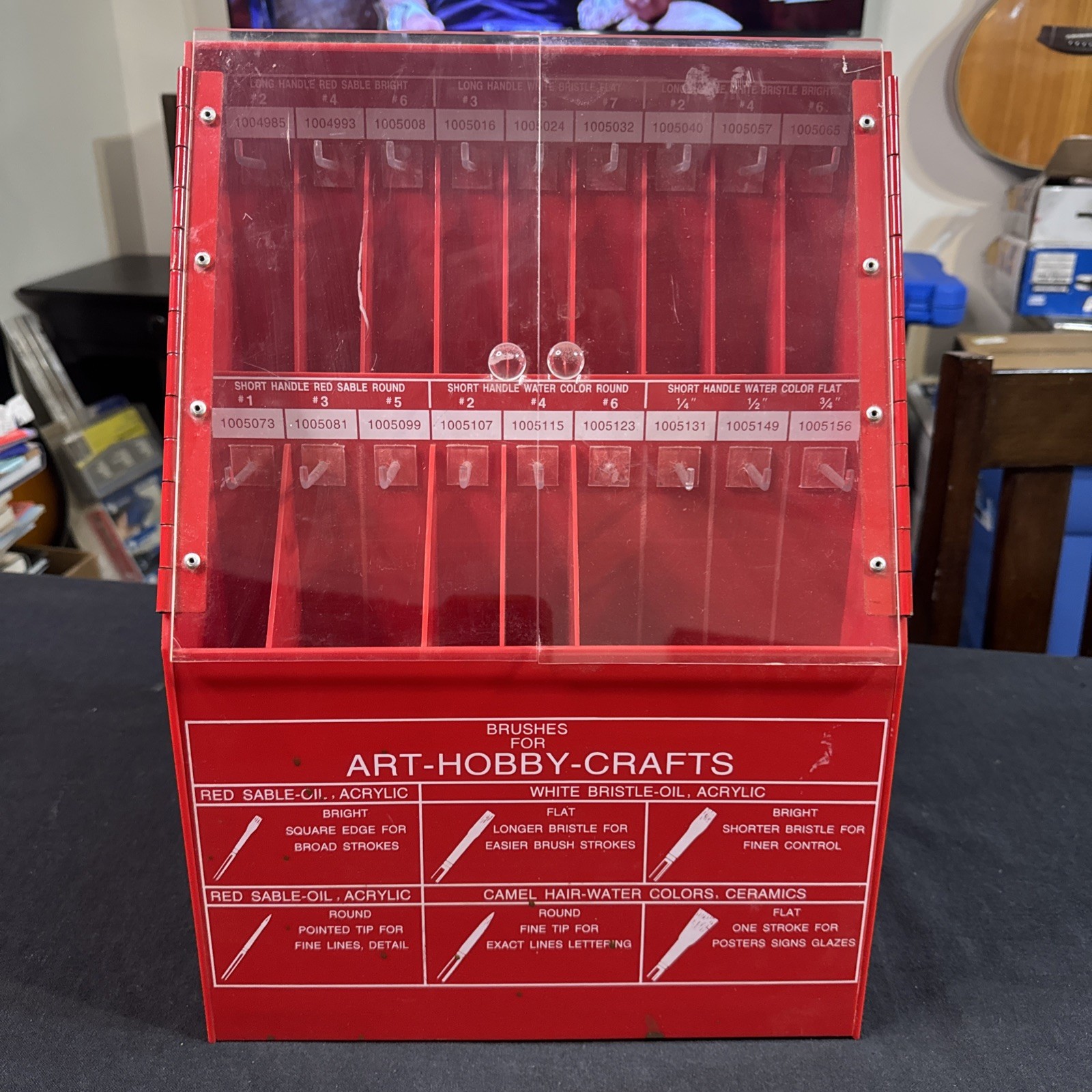 Vtg Artist’s Paintbrush Display Acrylic Cabinet Fixture Doors Advertising Promos