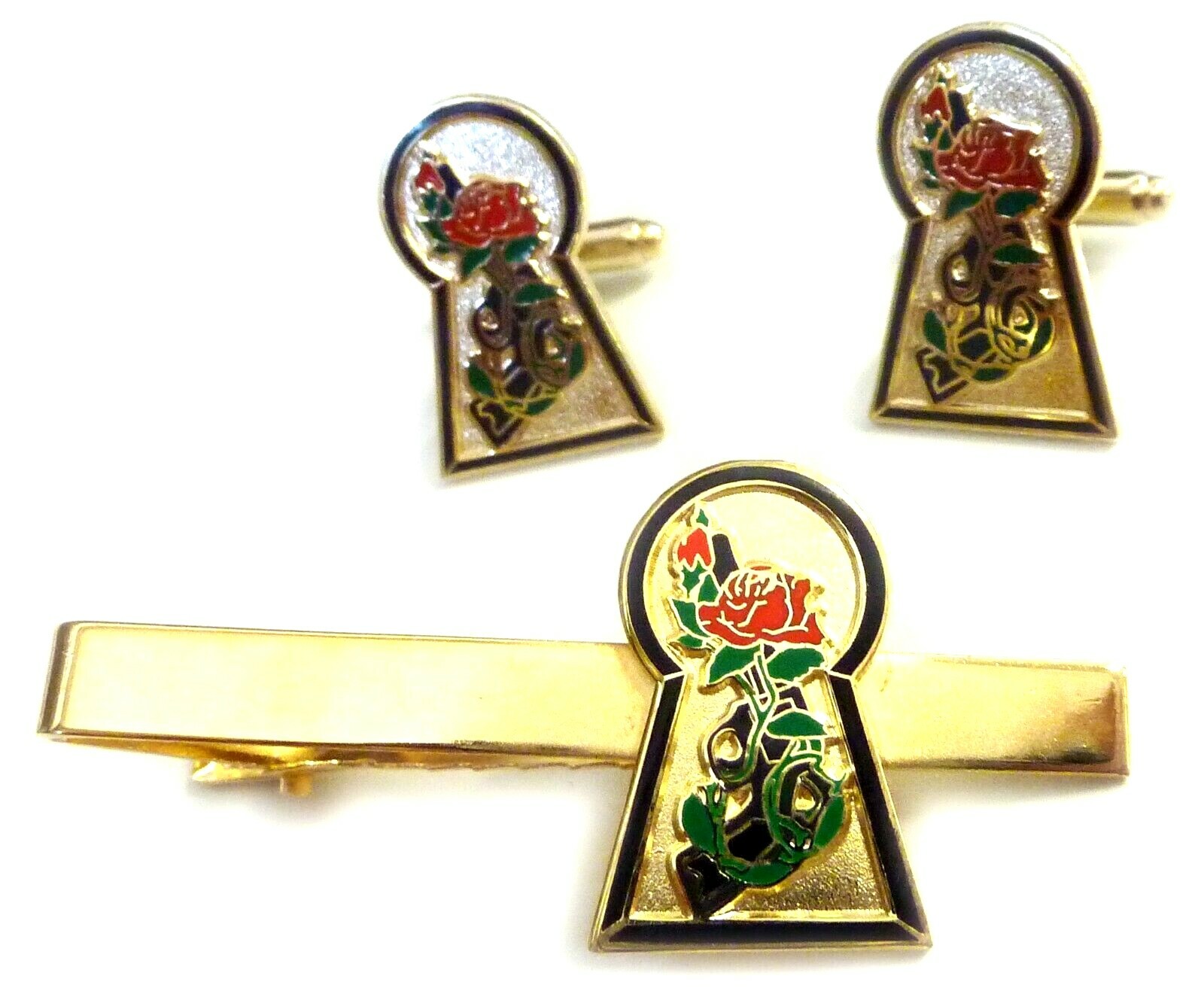 Dark Tower Stephen King Keyhole Rose Gunslinger Tie Bar Clip Cufflink Cuff Links