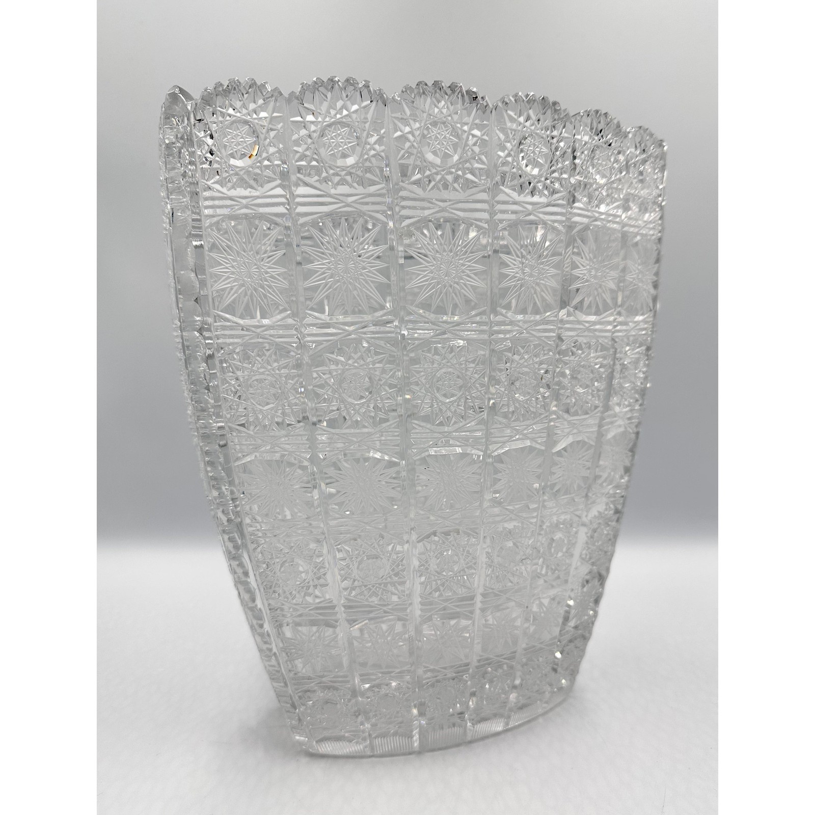 Vintage Bohemia Crystal Handmade and Hand-Cut Large Heavy Vase