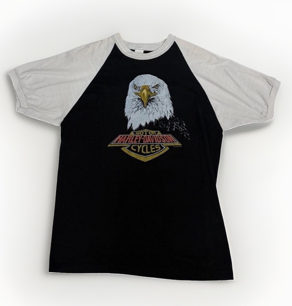 Vintage Late 70’s/Early 1980s Harley Davidson Eagle Raglan Tee Vintage Late 70’s/Early 1980s Harley Davidson Eagle Raglan Tee