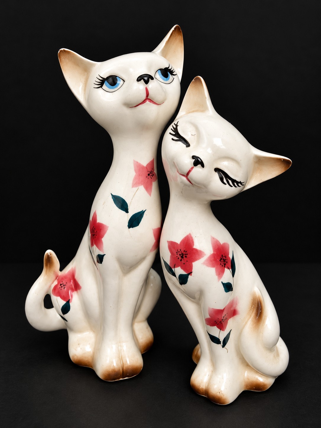Vintage Japan Ceramic Cat Salt Pepper Shakers Pair 6