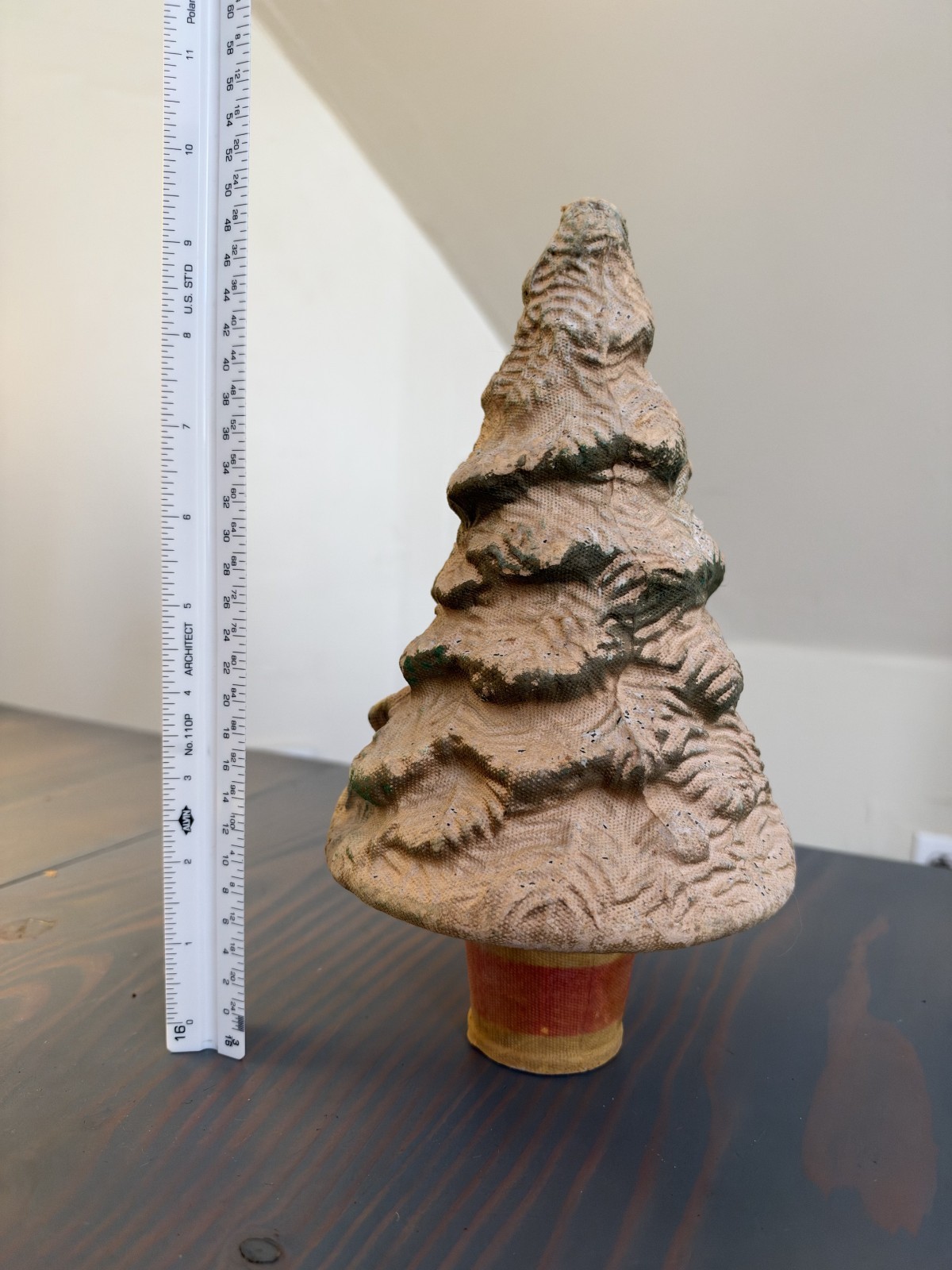 Vintage 1940s Pressed Pulp Paper Mache Snowy Christmas Tree 10\