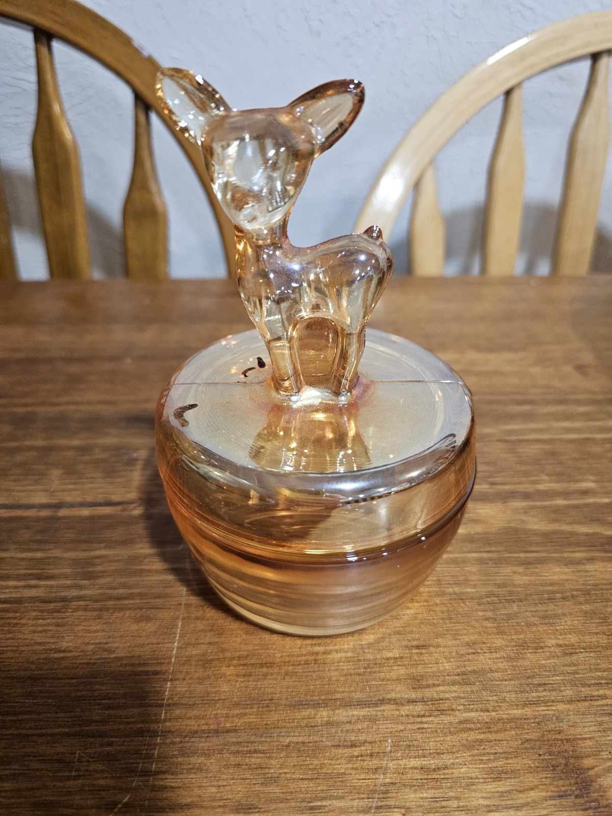 Vintage Deer Yellow Class Powder Dish