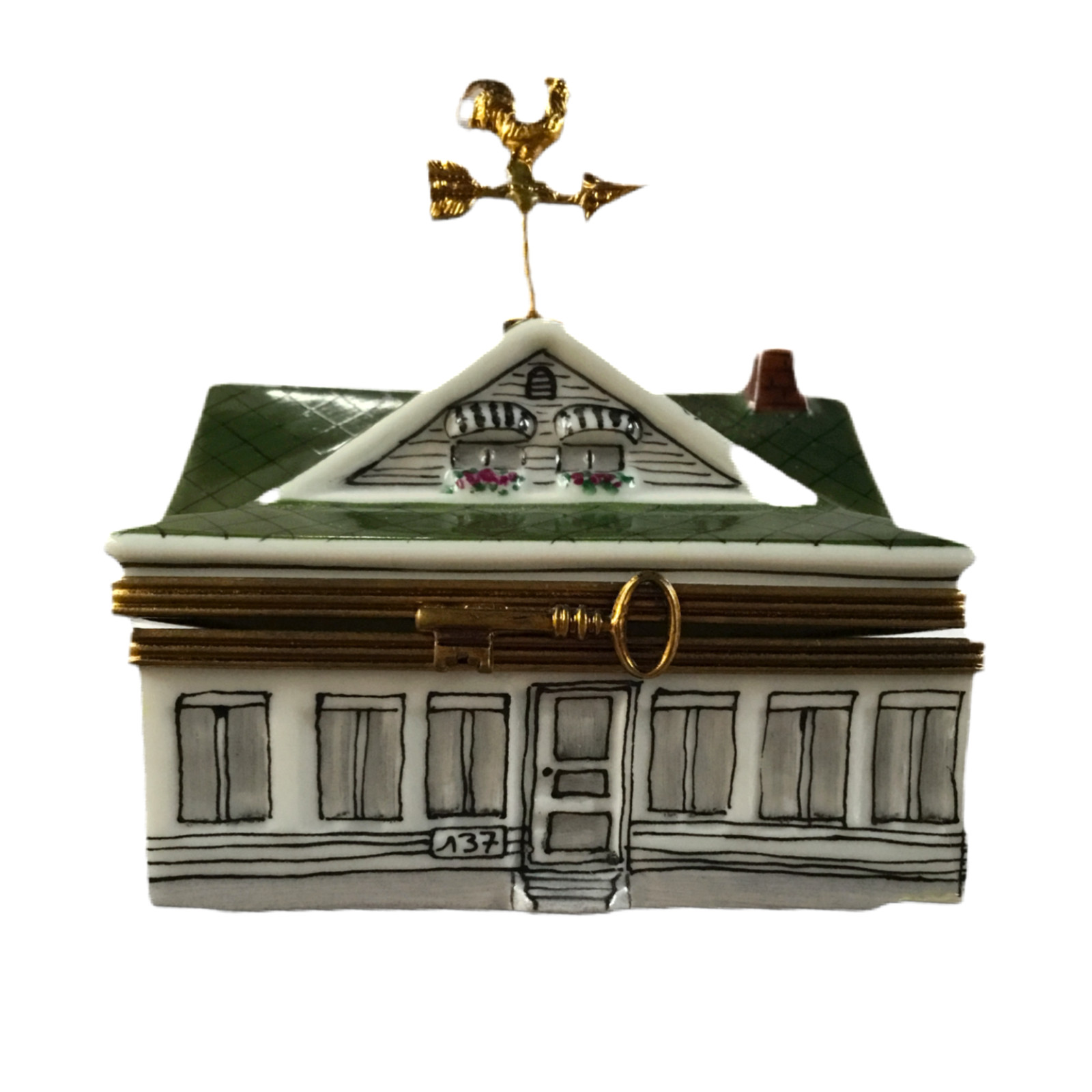Limoges Naples Florida Palm Cottage trinket box Old Florida with flaws