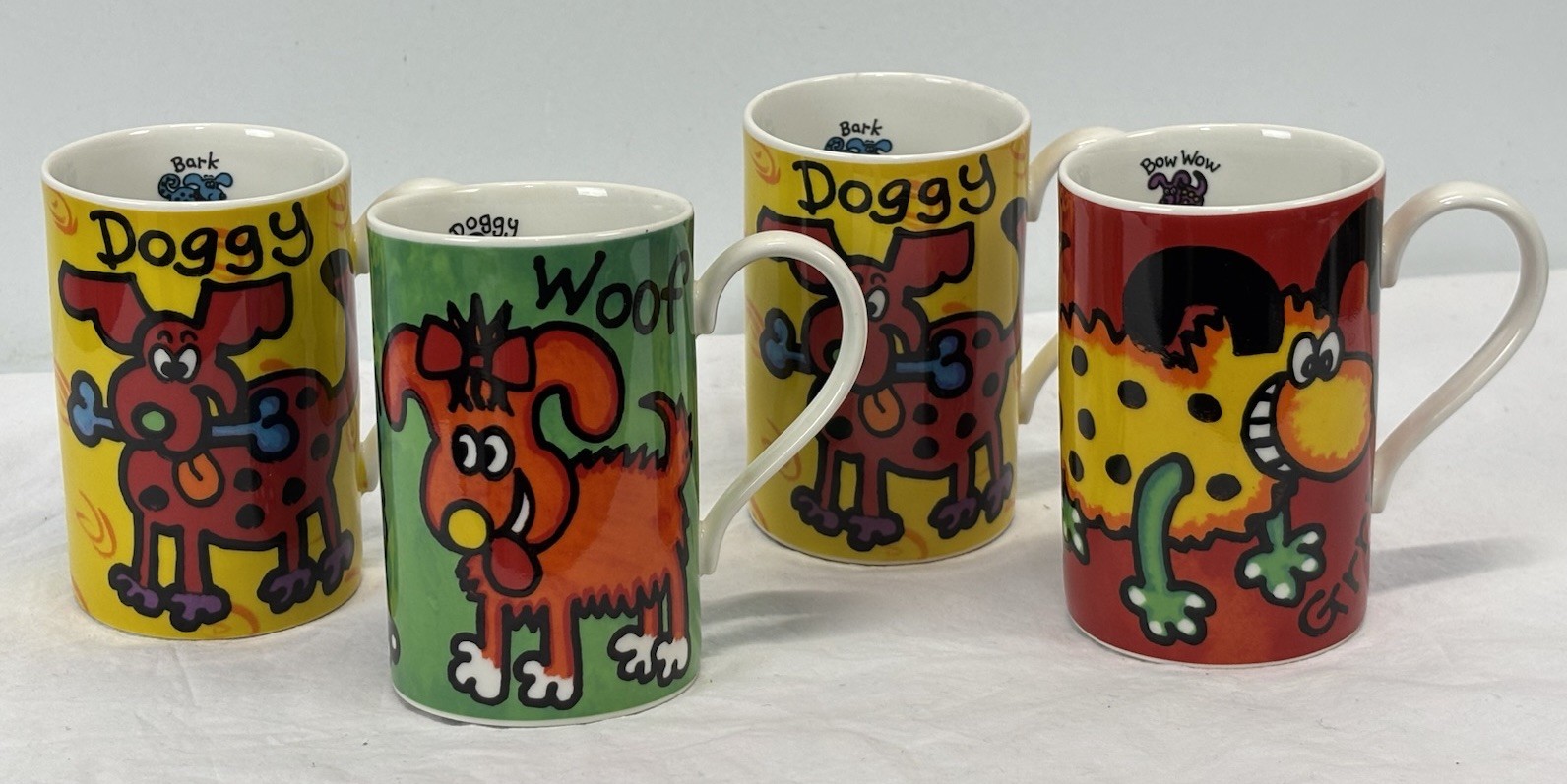 Vtg Dunoon Jane Brookshaw Dog Doggy Ceramic Mugs *Set Of 4 Cartoon Made Scotland Vtg Dunoon Jane Brookshaw Dog Doggy Ceramic Mugs *Set Of 4 Cartoon Made Scotland