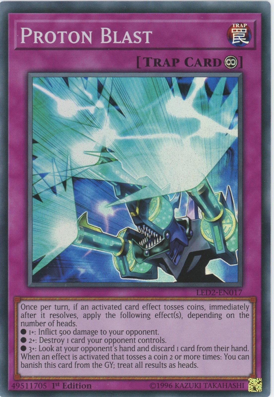 Yugioh Proton Blast LED2-EN017 Super Rare 1st Edition NM x3 Play Set