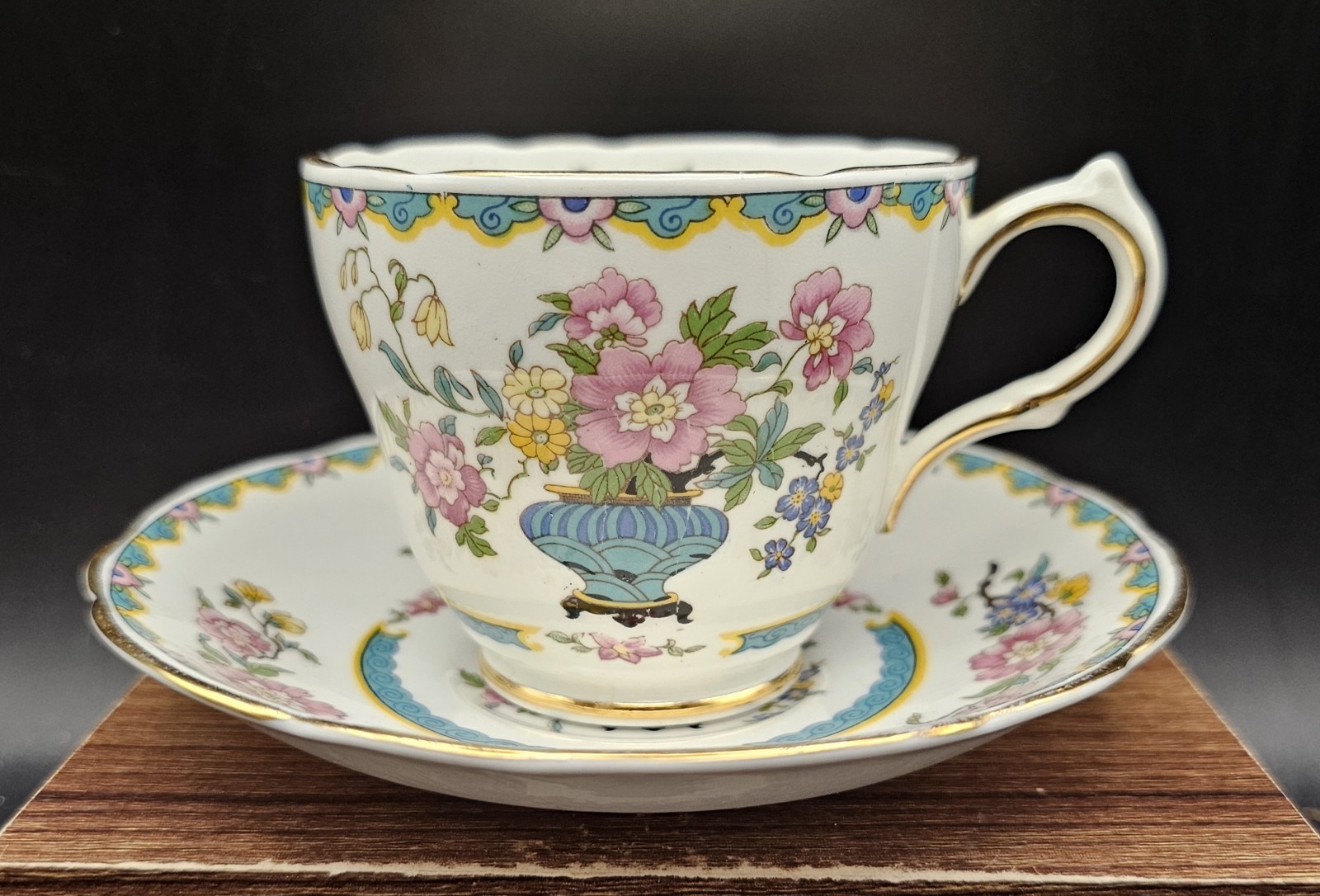 Beautiful Grosvenor China Hand Painted Porcelain Coffee Cup and Saucer Beautiful Grosvenor China Hand Painted Porcelain Coffee Cup and Saucer
