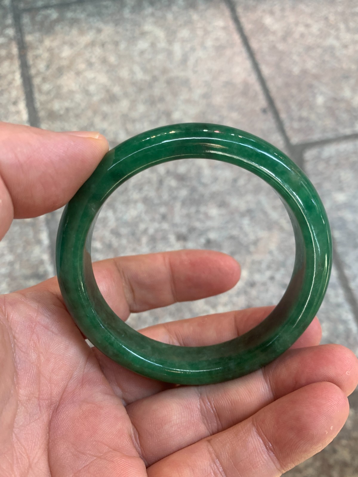 Excellent Pure Chinese Solid Deep Green Jadeite Jade Bangle Bracelet Excellent Pure Chinese Solid Deep Green Jadeite Jade Bangle Bracelet