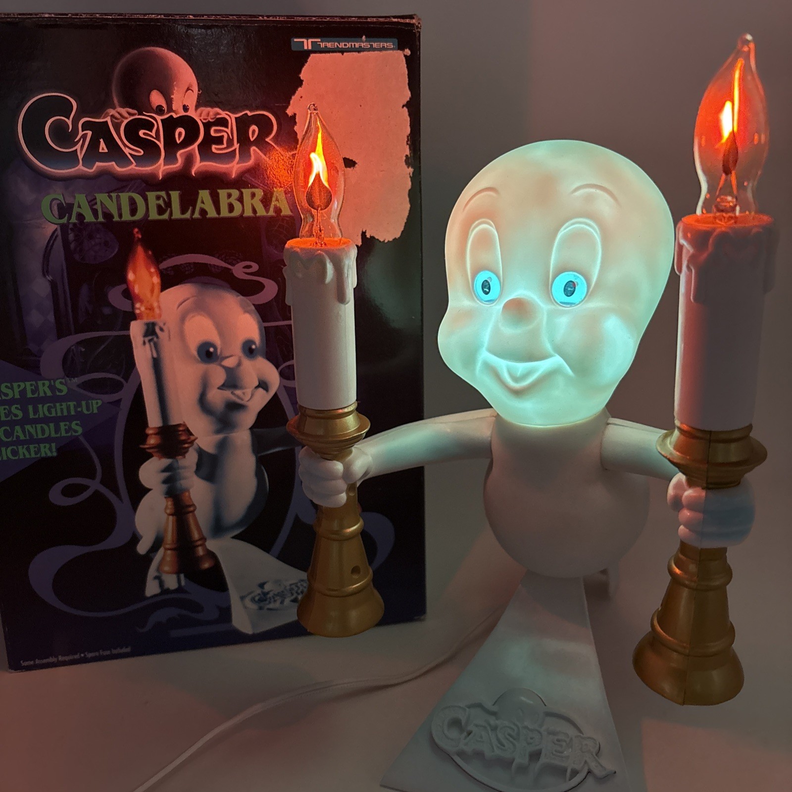 Vtg Casper the Friendly Ghost 1996 Candelabra Blowmold Light Trendmasters Works