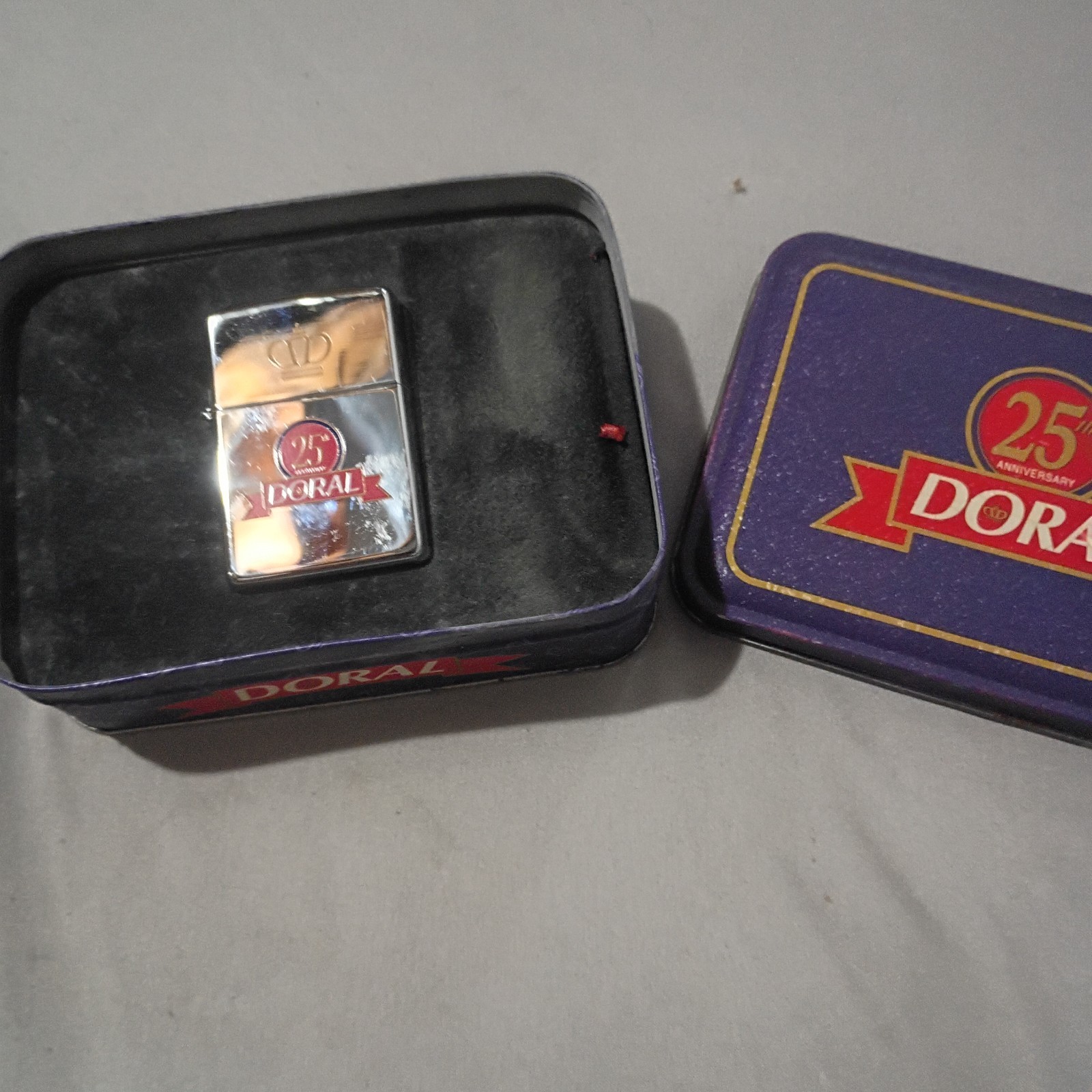 Vintage 1995 Unfired Doral 25th Anniversary Zippo Lighter Original Tin