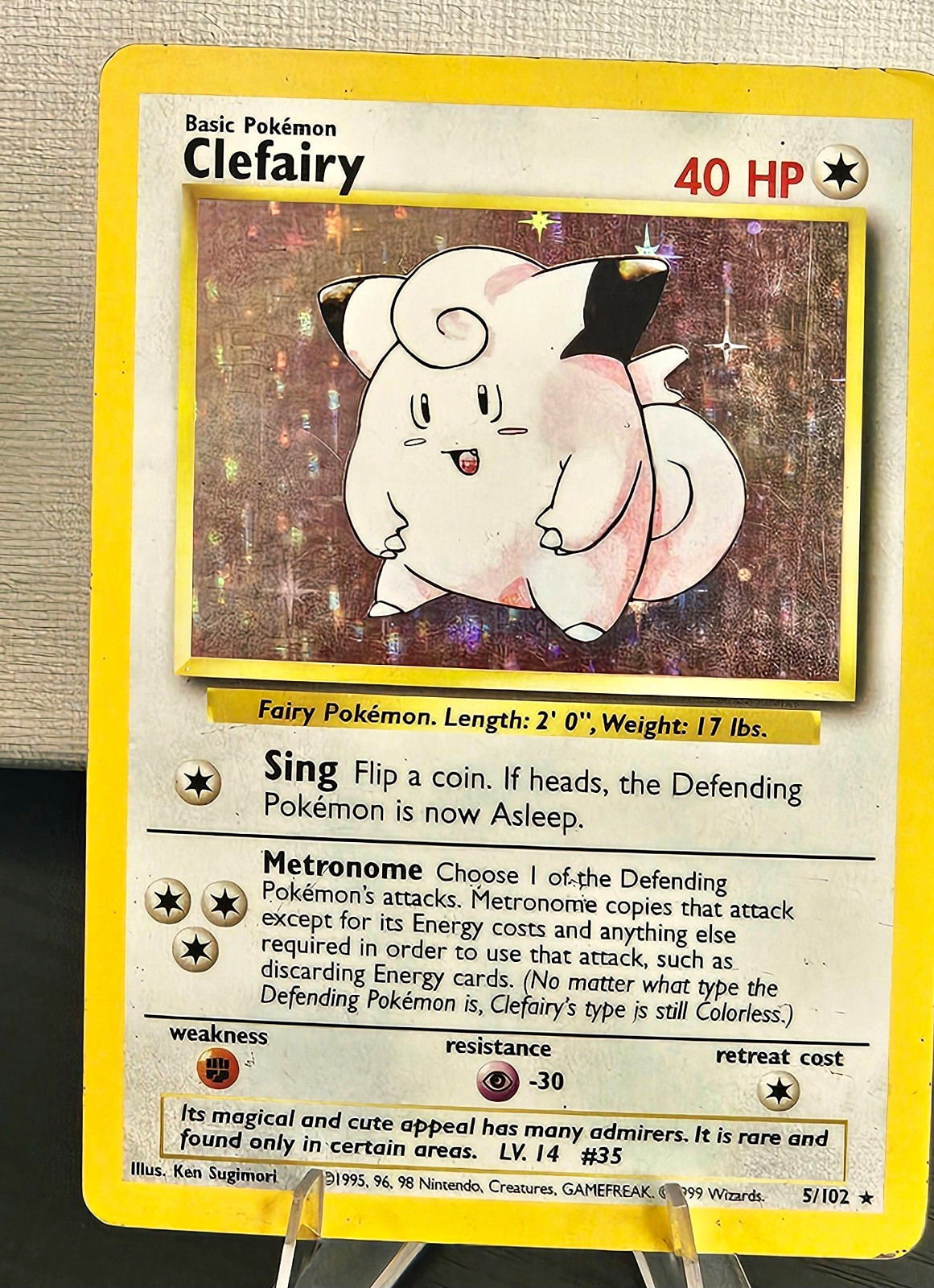 1999 Pokémon Base Unlimited Clefairy 5/102 EN Holo Rare⭐[Original Base Set]⭐LP