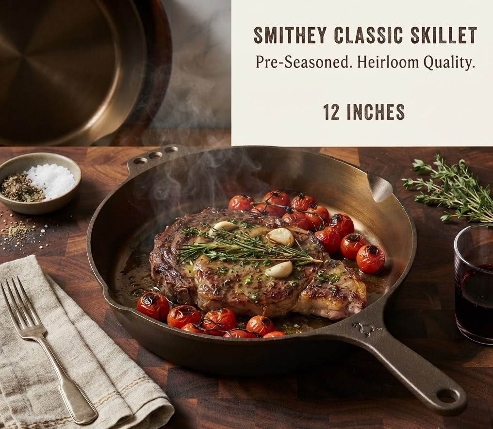 Smithey No. 12 Traditional Cast Iron Classic Skillet 12 Inch Cookware USA Smithey No. 12 Traditional Cast Iron Classic Skillet 12 Inch Cookware USA