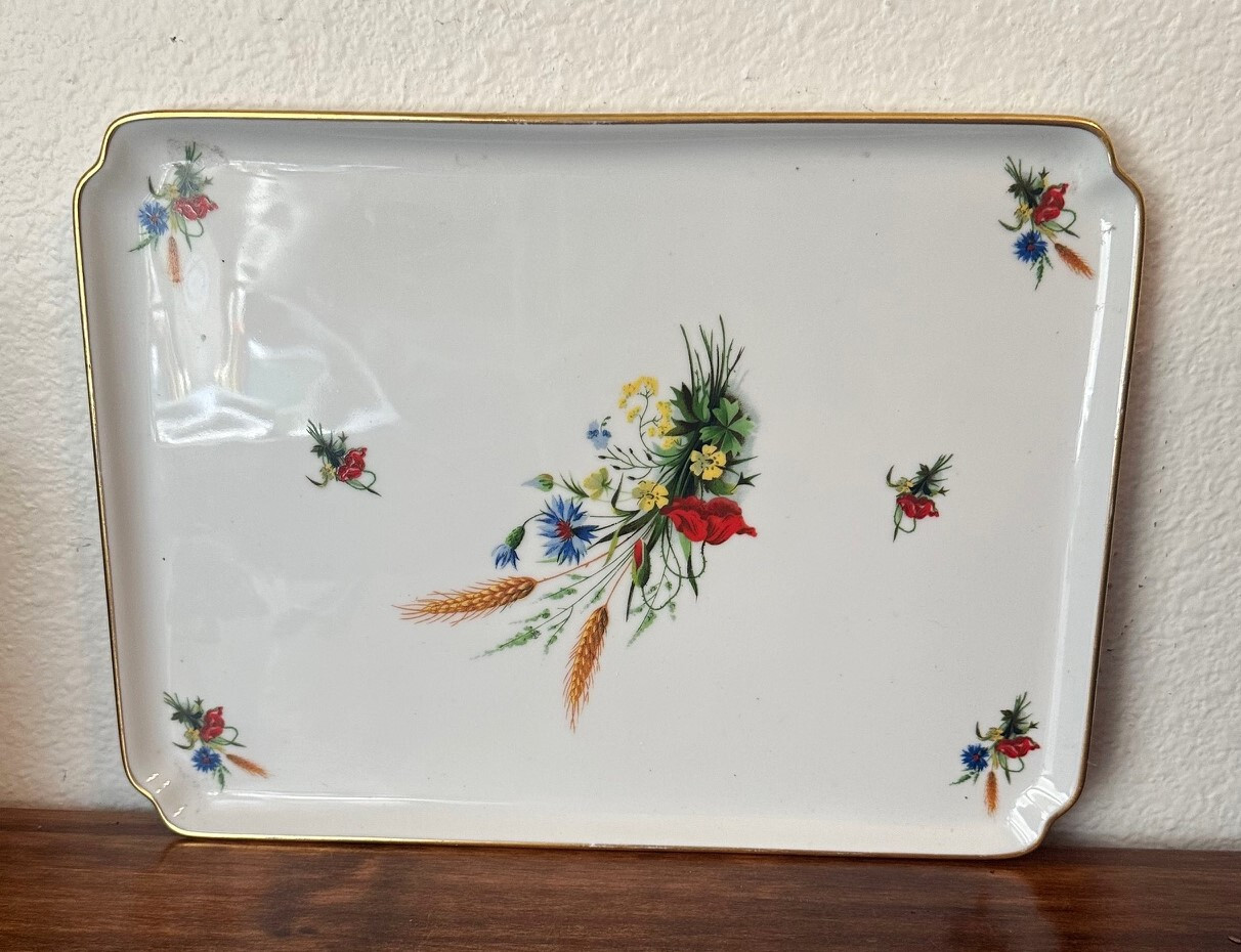 Vintage Chamart LIMOGES France Porcelain Vanity Dressing Table Tray, 11.5\