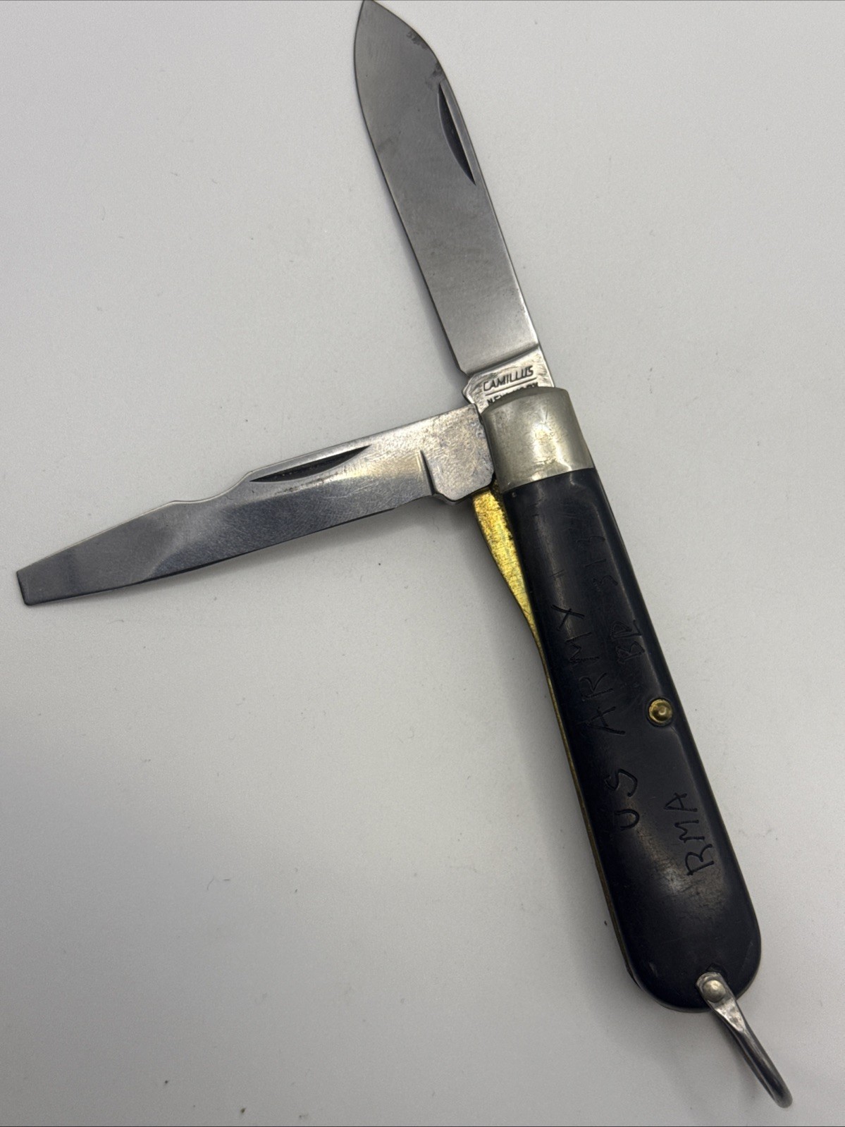 Camillus TL-29 Electrician’s Knife 2 Blade Black Handle Vintage USA K09211