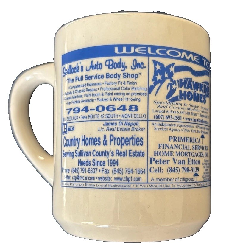 Tillys Diner Monticello NY Advertising Coffee Mug Sedlacks Auto Body Tillys Diner Monticello NY Advertising Coffee Mug Sedlacks Auto Body