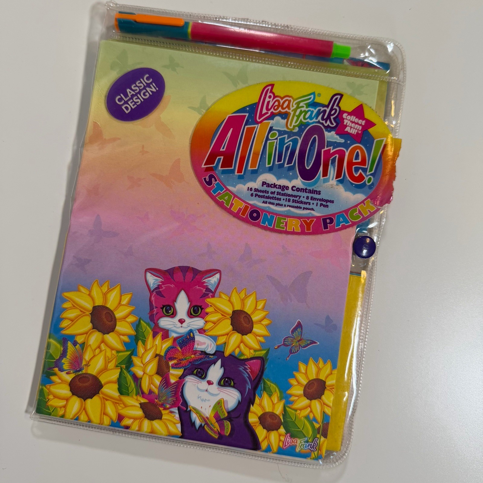 Lisa Frank Stationery Pack Vintage 1990s Kittens Sunflowers Near Complete