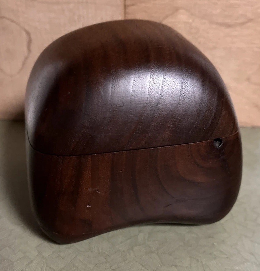 Vintage Mid Century Dean Santner Walnut Rock Puzzle Jewelry Stash Box