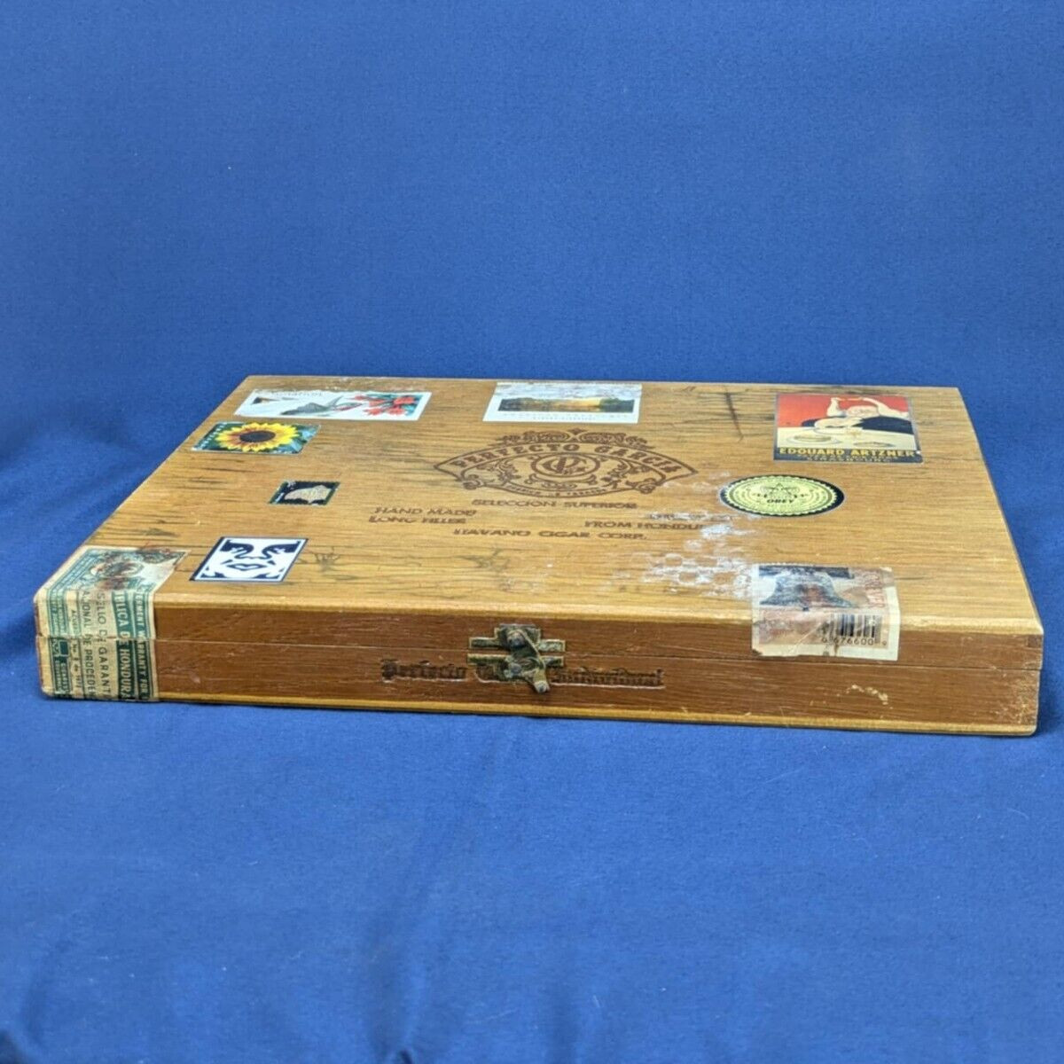 Vintage Perfecto Garcia Seleccion Superior Cigar Box with Custom Decoupage Stamp