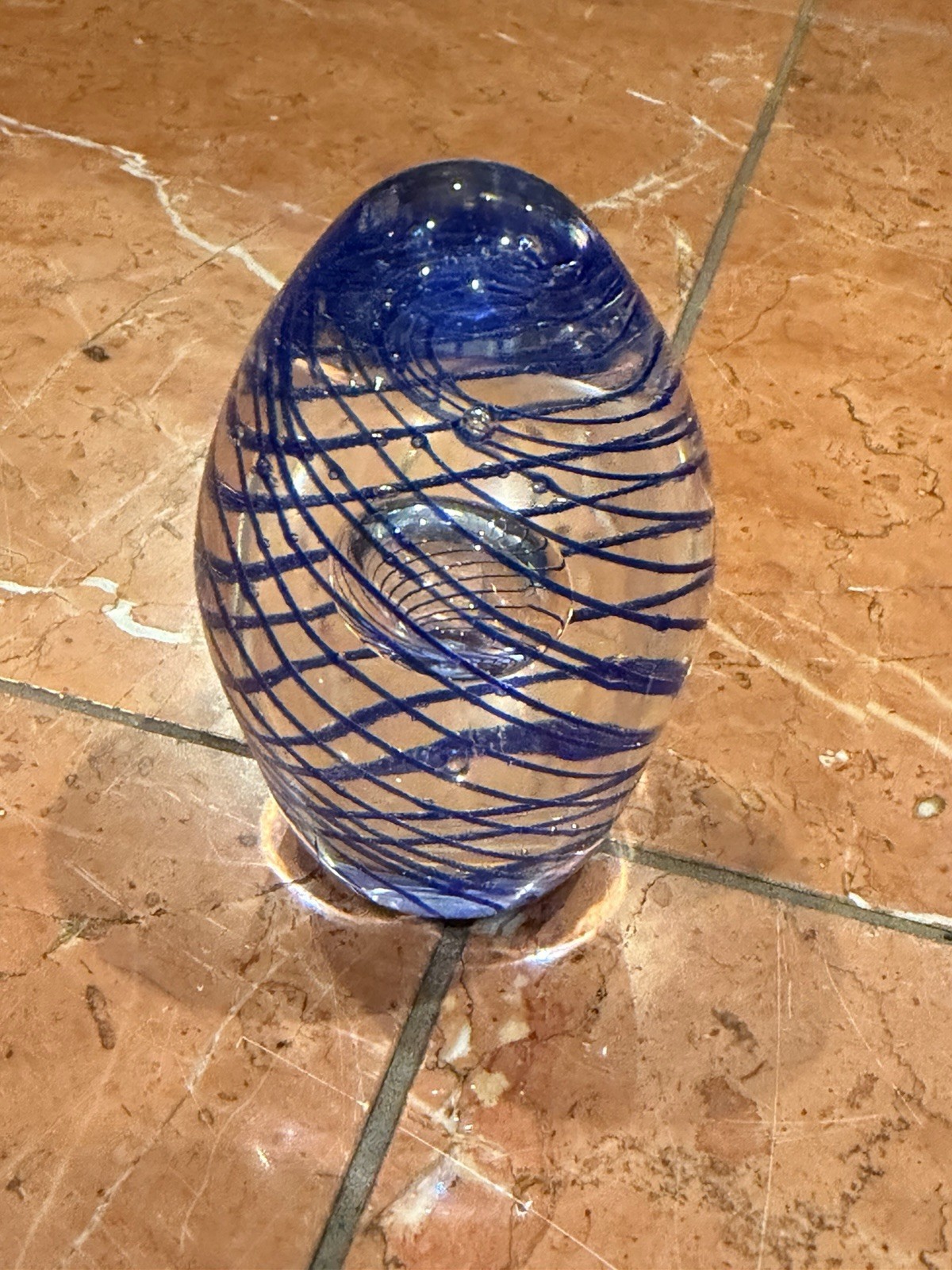 K\'S COLLECTION COBALT BLUE ART GLASS HELIX SPIRAL 3\