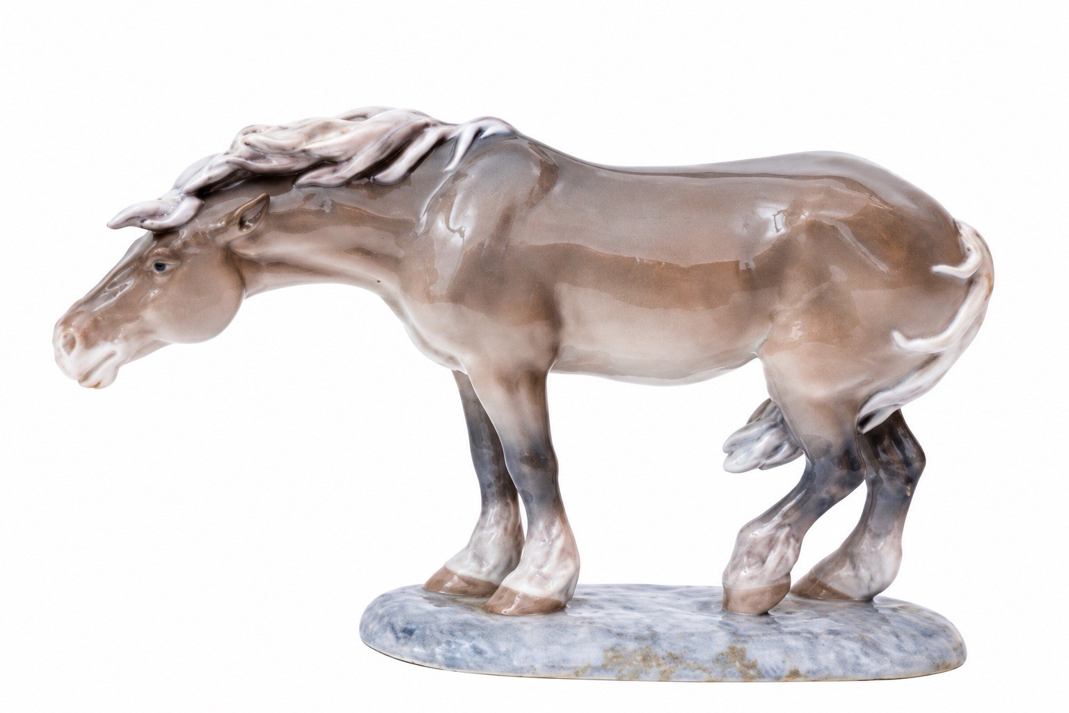 Royal Copenhagen Denmark Porcelain Horse Figurine #1362 Brown Gray 12.25”