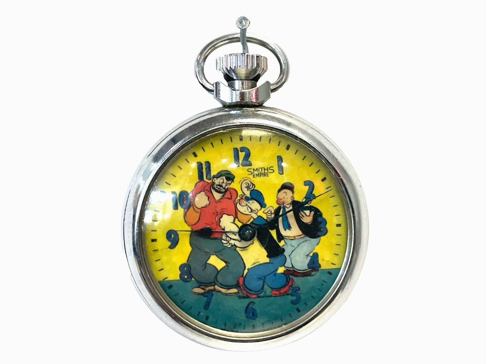 Vintage Rare Popeye & Bluto and Whimpy Silver Pocket Watch Wind Up Vintage Rare Popeye & Bluto and Whimpy Silver Pocket Watch Wind Up
