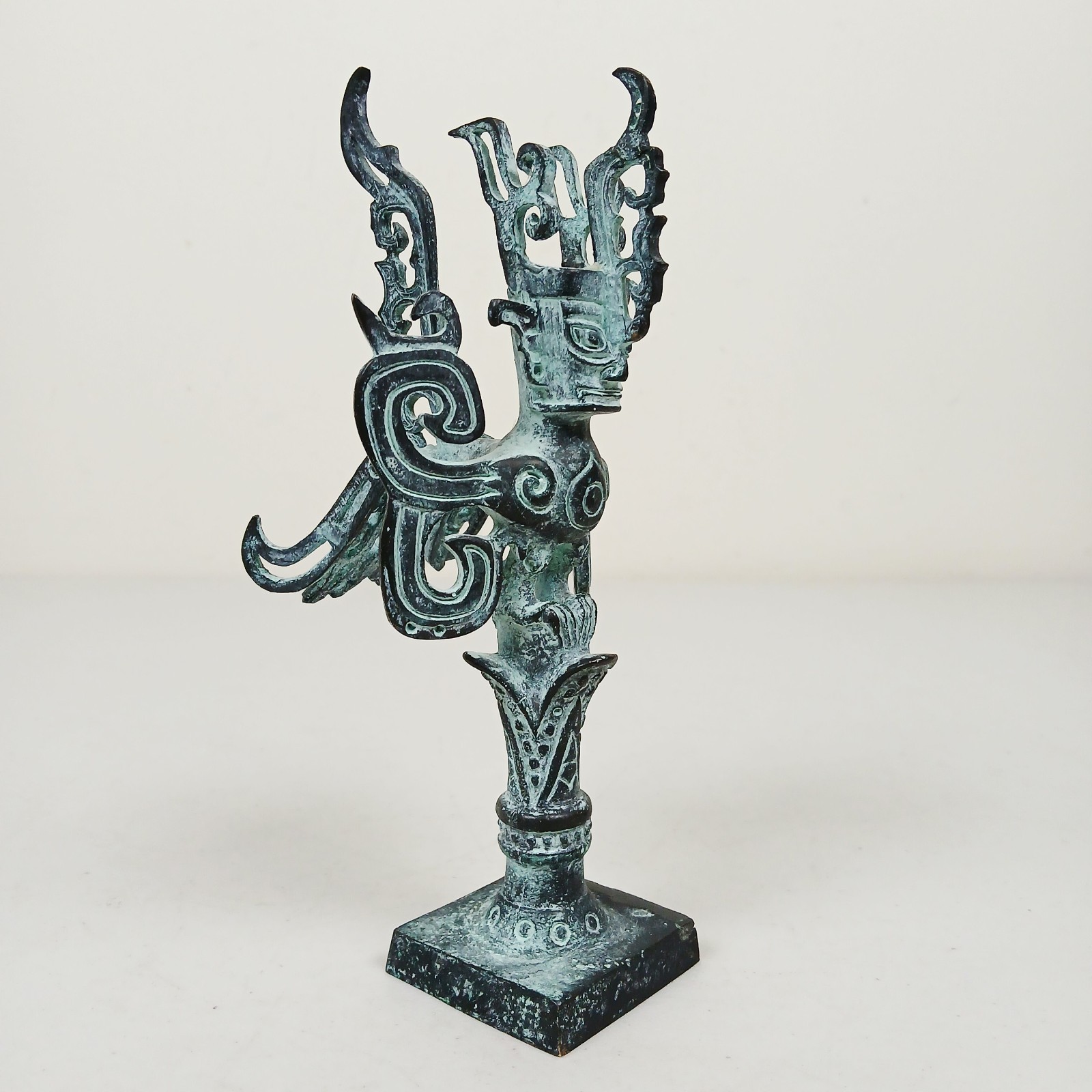 Vintage Chinese Bronze Sculpture Figurine Flying Man Human Headed Bird Totem Vintage Chinese Bronze Sculpture Figurine Flying Man Human Headed Bird Totem
