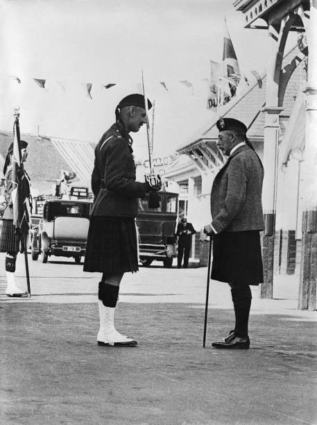 King George V exchanged a few words Commander Gilmour who had come- 1935 Photo