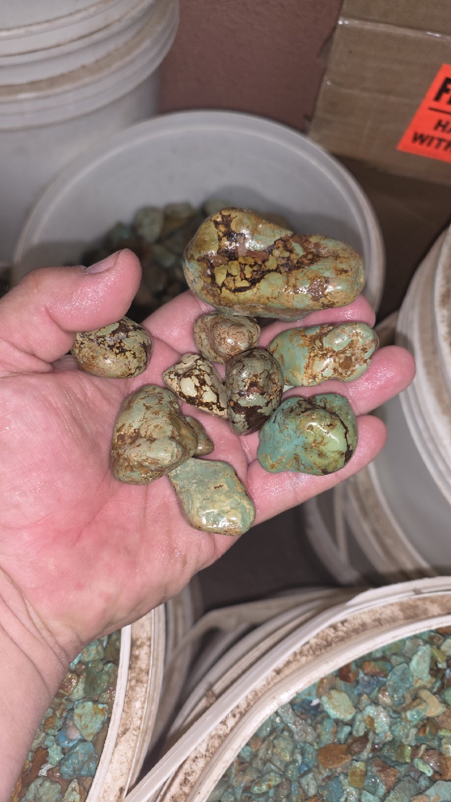 tumbled green turquoise with brown matrix (By The Pound) 1/2 tumbled green turquoise with brown matrix (By The Pound) 1/2