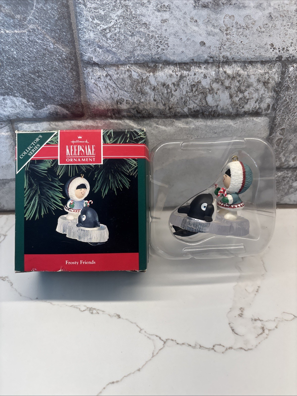 1992 Hallmark FROSTY FRIENDS Ornament w/Box 13th in Series ~ Eskimo, Orca Whale