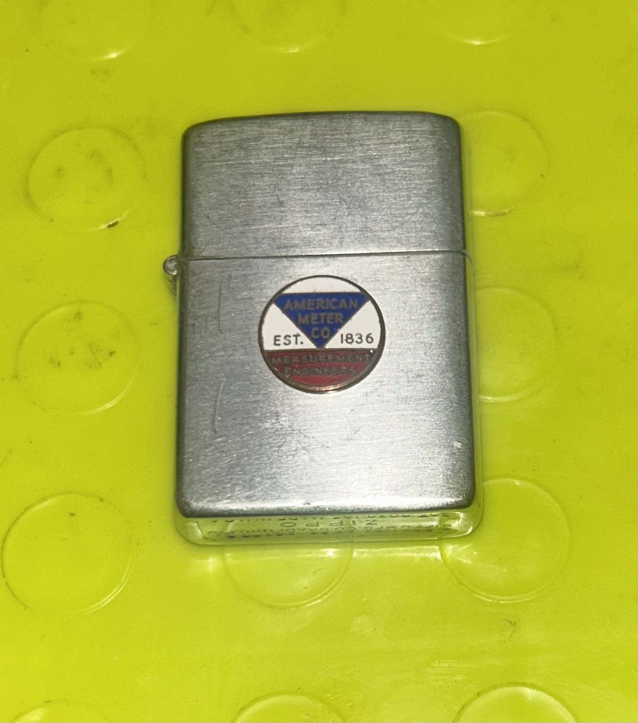 Vintage Late 1940s Zippo Lighter American Meter Company Est. 1863 VG Condition