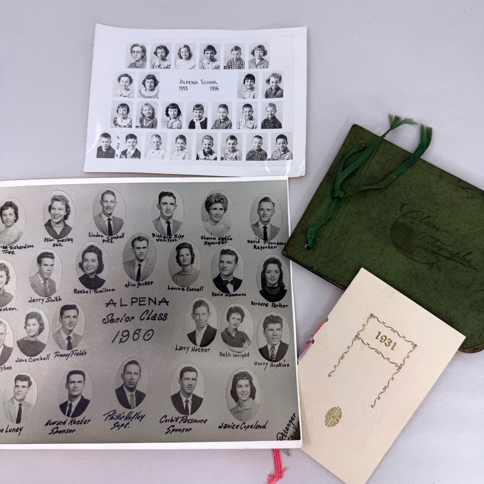 Vintage Alpena Arkansas School Photos 1955 1960 1928 Autograph Book Ephemera Lot
