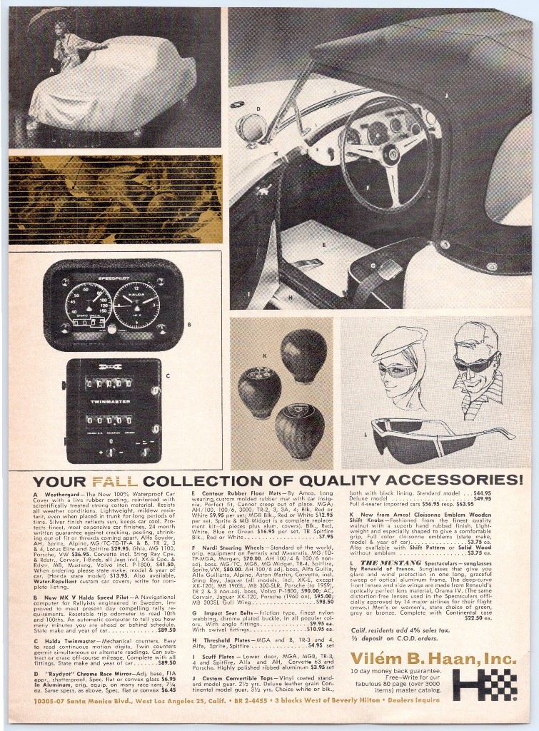 Vilem B Haan Sports Car Accessories Nardi Wheel Halda Mustang 1964 Print Ad