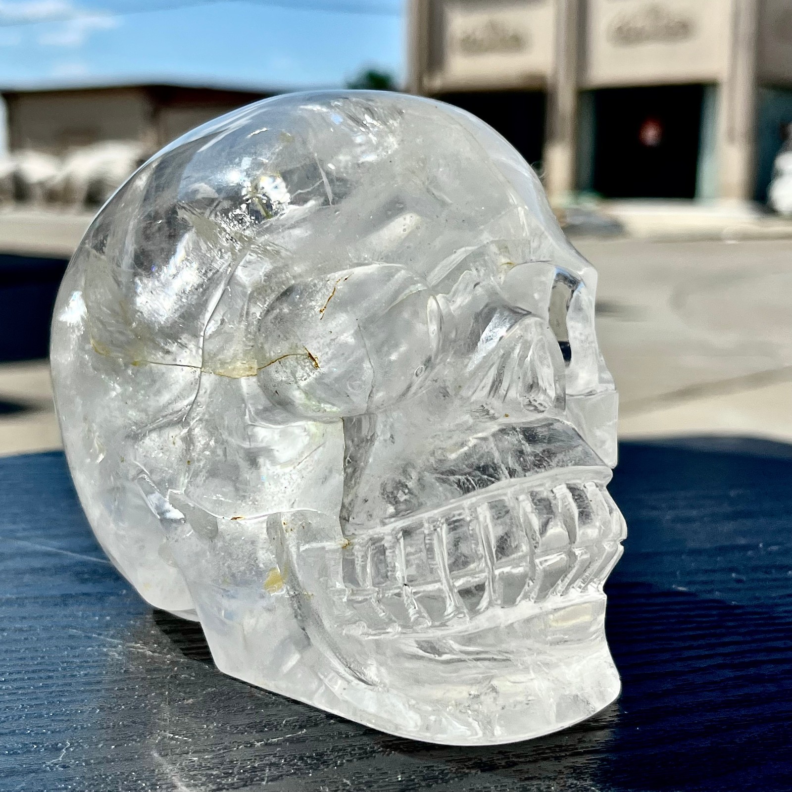 3.94LB Natural high-grade white crystal raw ore, hand carved spiritual skull