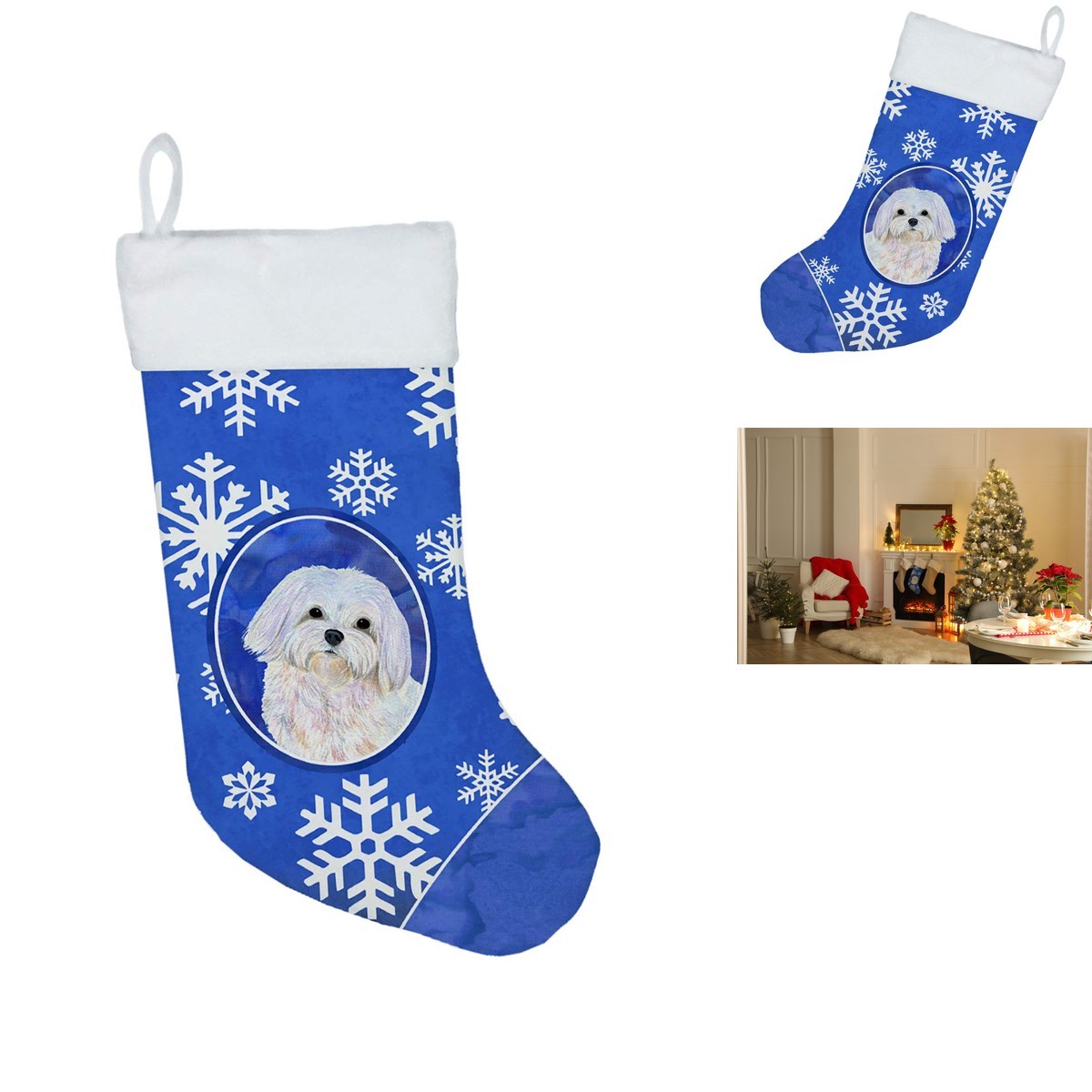 Caroline's Treasures SS4620-CS Maltese Winter Snowflakes Christmas Stocking
