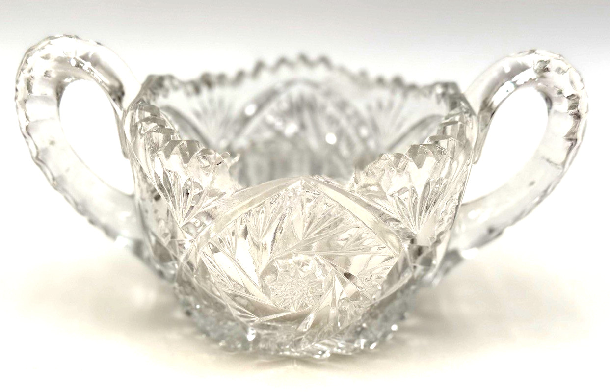 GLOWS TESTED RARE 1907 Indiana Glass Child Sugar Bowl Oval Star EAPG UV Reactor