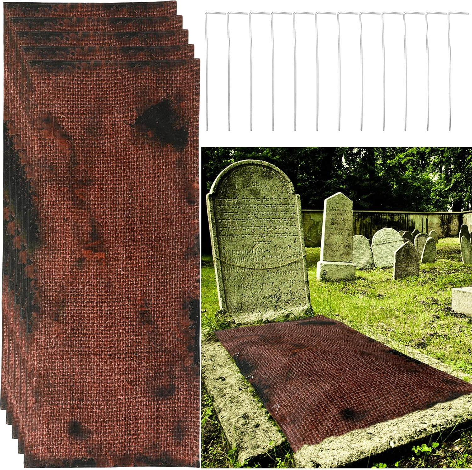 5 Pcs Grave Mound Standard with Mound Prop Fresh Grave Mound Decorations Haunted
