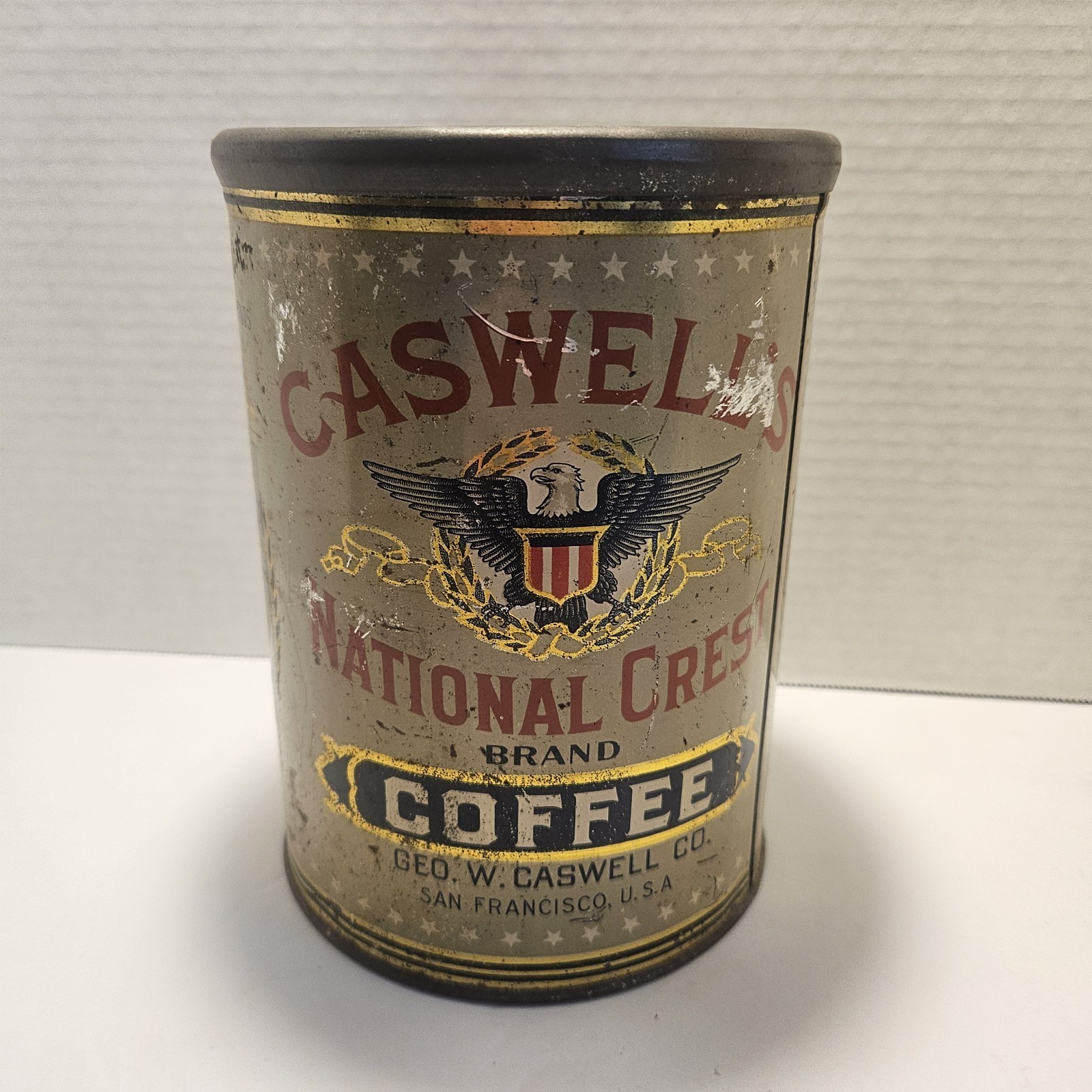 Caswell's National Crest Brand Coffee Tin 2.5 Lbs Early