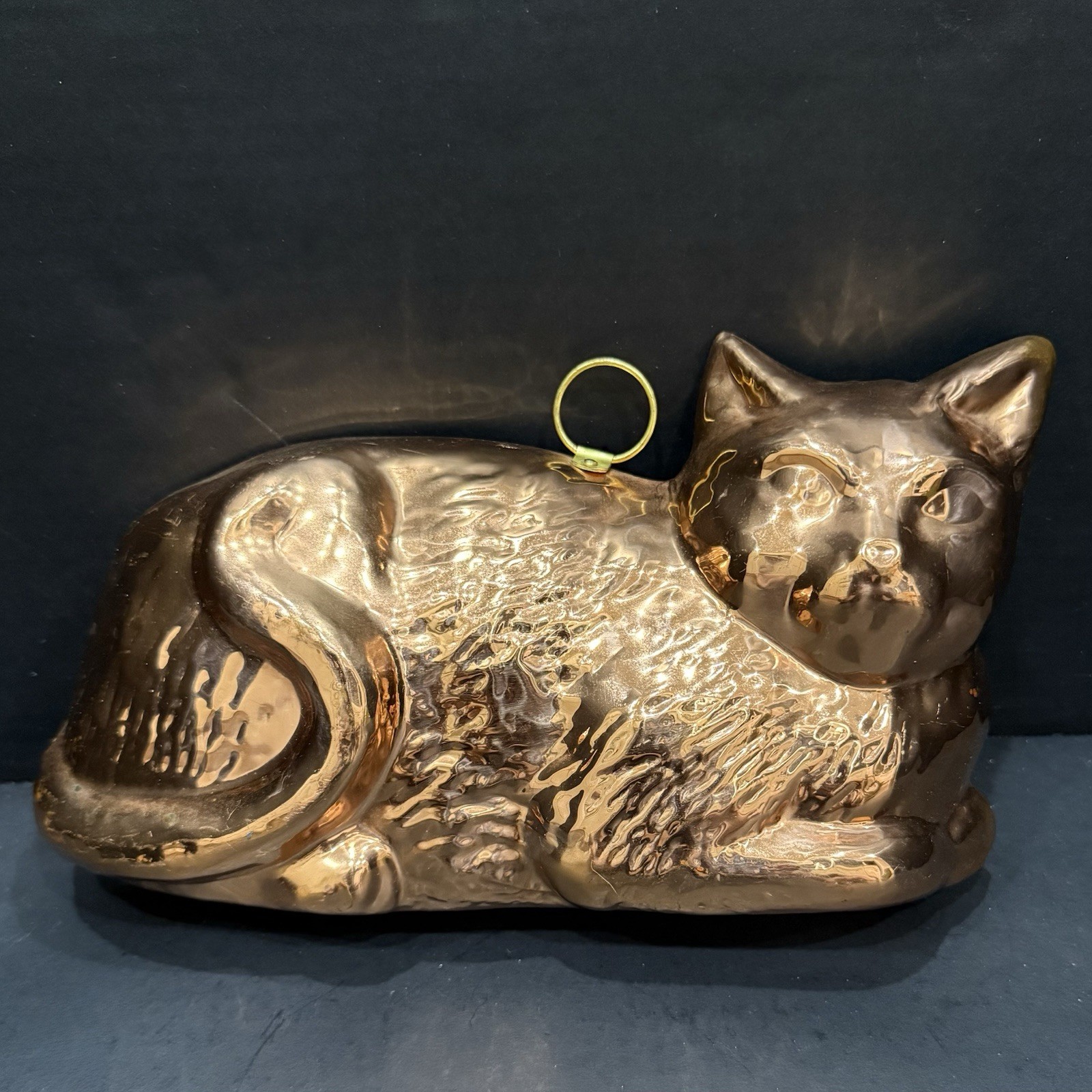 VTG Copper Mold Cat Kitty Wall Decor Patina 10\