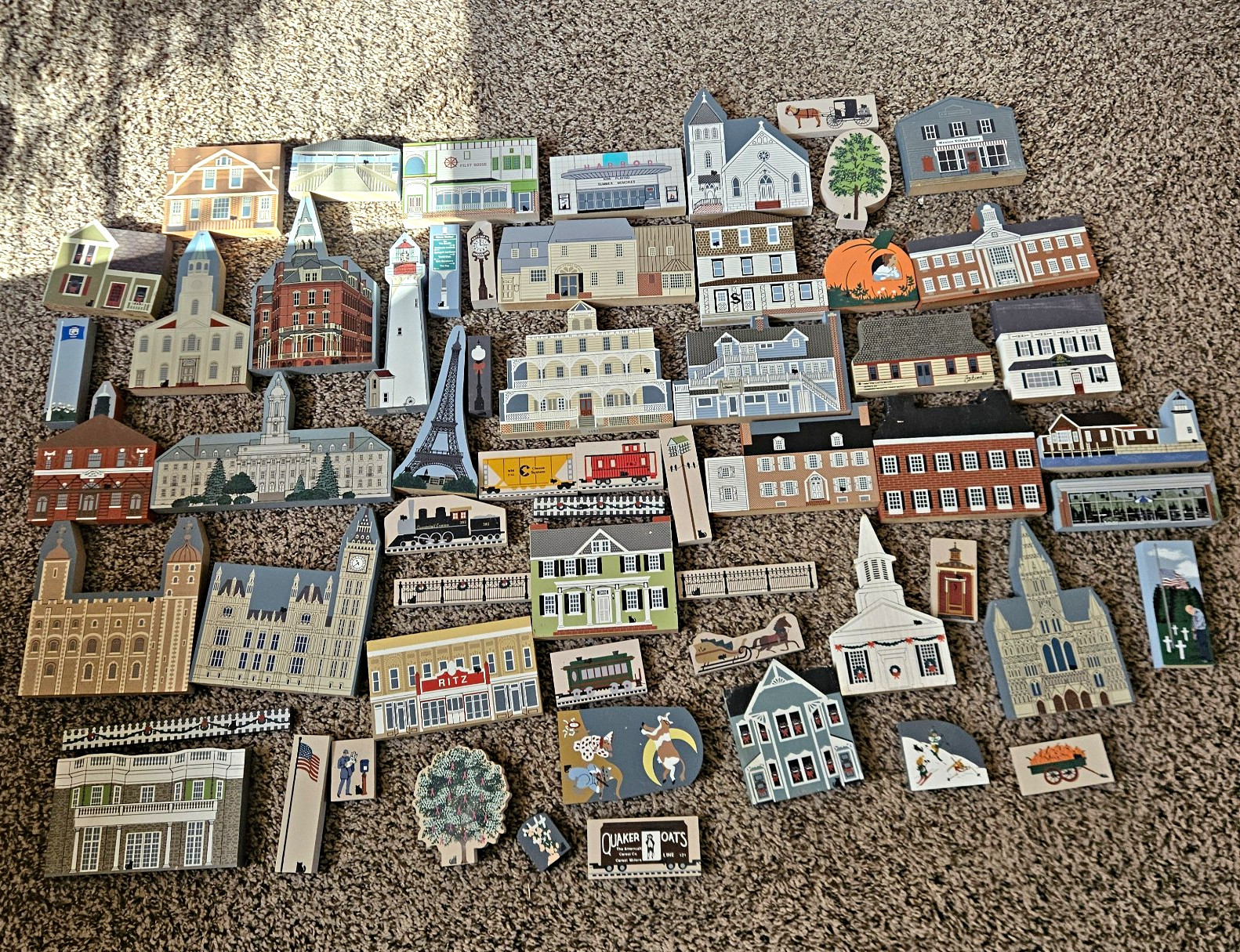 Lot of 59 Vintage Cats Meow Village Wood Shelf Sitters 1985-2001 Limited Edition